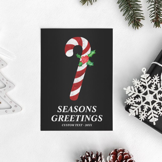 Candy cane Modern djärv Anpassningsbar jul Julkort (Candy Cane Modern Bold Custom Christmas Holiday Card
)