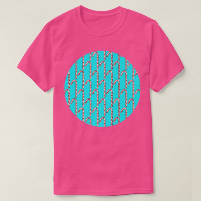 Candy cane Mönster om turkos Bakgrund 49 T Shirt (Design framsida)