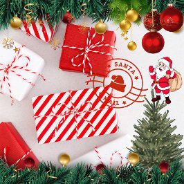 Candy cane mönster Red och vit traditionell Julaft Presentpapper