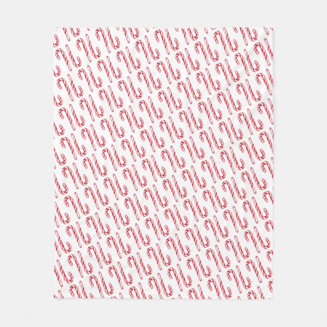 Candy cane Mönster Red White Watercolor jul Fleecefilt (Framsidan)