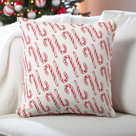 Candy cane Mönster Red White Watercolor jul Kudde