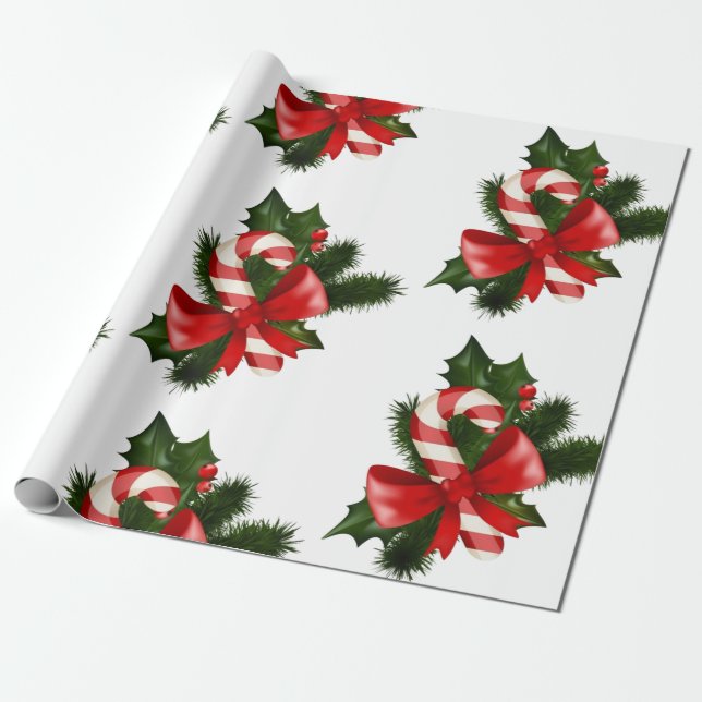 Candy cane Mönster Retro-julklapp Presentpapper (Utrullad)