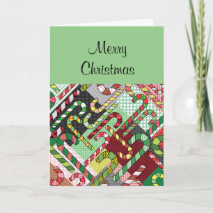Candy cane Mönster Slant julkort Kort