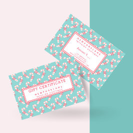 Candy cane Mönster Teal-julintyg Visitkort