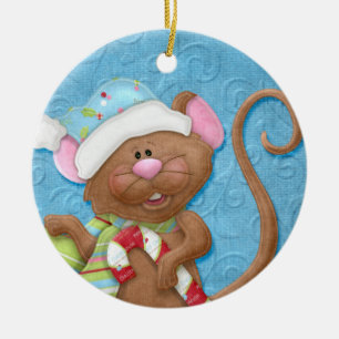 candy cane Mouse Helgdag Ornament