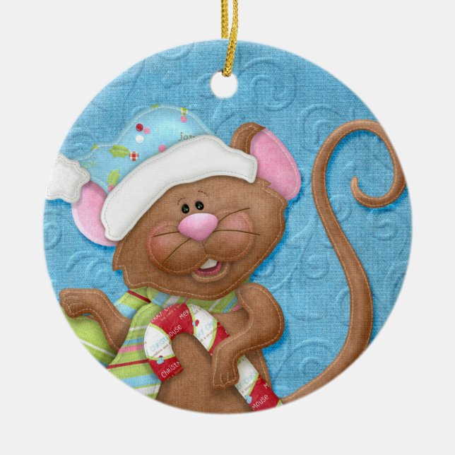 candy cane Mouse Helgdag Ornament (Framsidan)