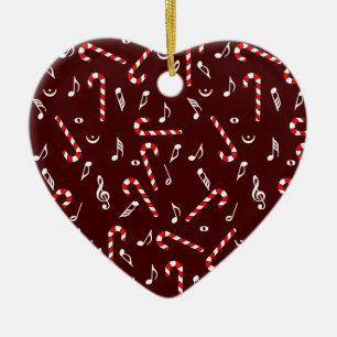 Candy cane Musik noter Julgransprydnad Keramik
