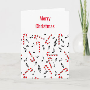 Candy cane Musik noter julkort Tack Kort