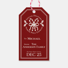 Candy Cane North Pole Express Special Delivery Presentetikett