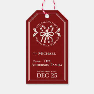 Candy Cane North Pole Express Special Delivery Presentetikett