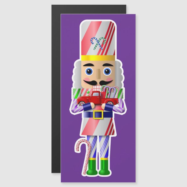 Candy cane Nutcracker med lilla Röda Lastbil (Fram/baksida)
