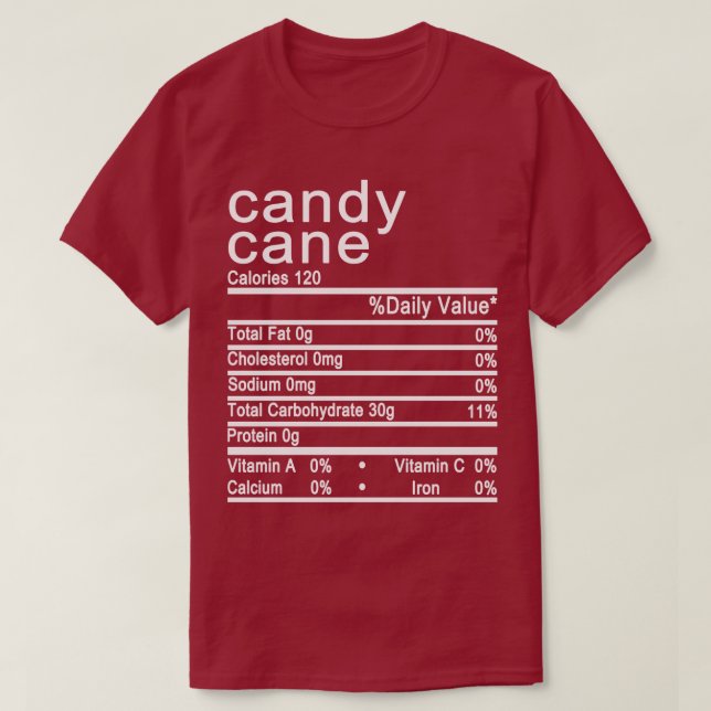candy cane Nutrition Facts etikett T Shirt (Design framsida)