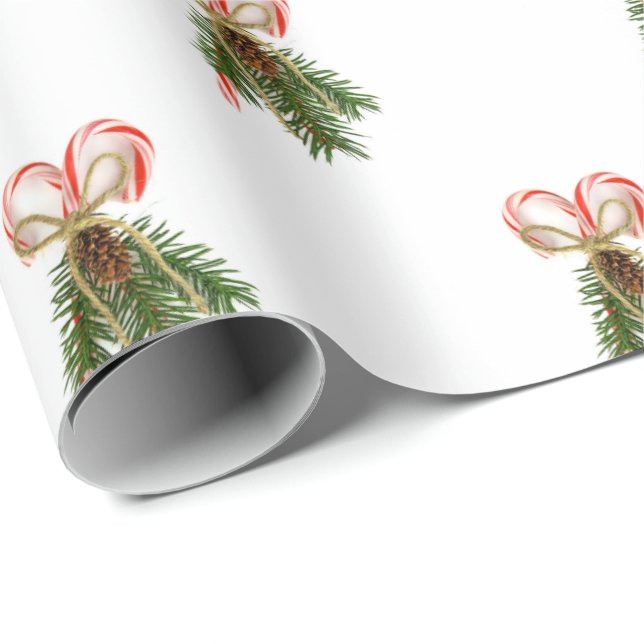 Candy cane och Gräs Bouquet Presentpapper (Rullad Hörn)