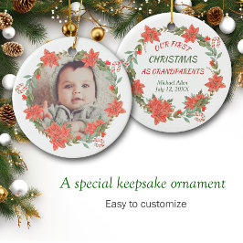 Candy cane och Poinsettia Wandeto Photo to Julgransprydnad Keramik