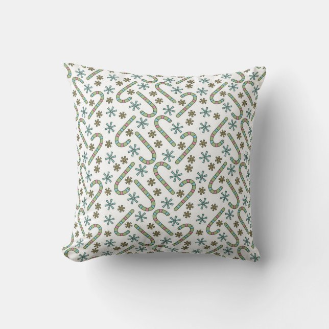 Candy cane och Snowflake Pillow Kudde (Framsida)
