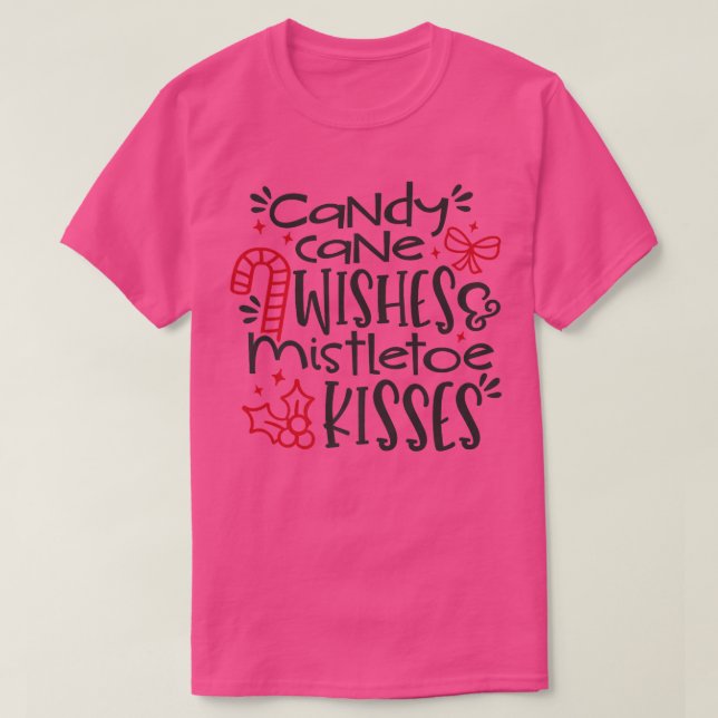 Candy cane Önskemål Mistletoe Kisses7 T Shirt (Design framsida)