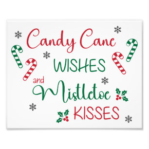 Candy cane Önskemål & Mistletoe Kisses Fototryck