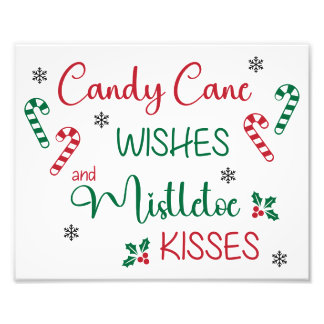 Candy cane Önskemål & Mistletoe Kisses Fototryck