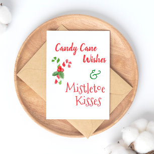 Candy cane Önskemål & Mistletoe Kisses-jul Helg Vykort