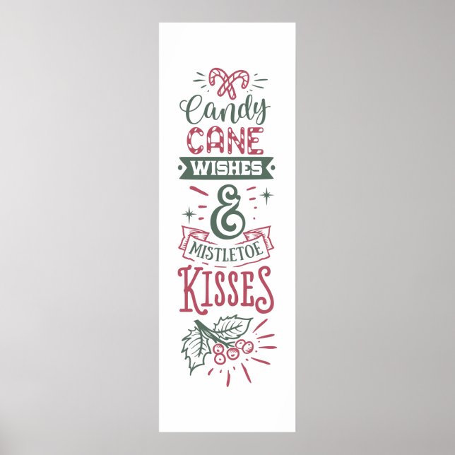 candy cane önskemål mistletoe kisses Poster (Framsidan)