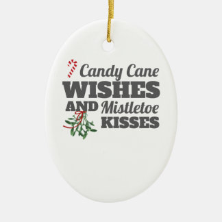 Candy cane Önskemål och Mistletoe Kisses jul G Julgransprydnad Keramik