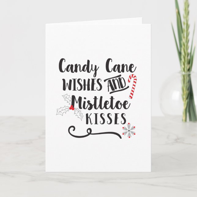 candy cane önskemål och mistletokyssar helgkort (Framsida)