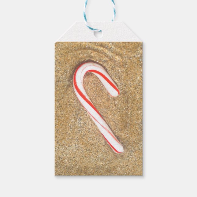 Candy cane på strand presentetikett (Framsidan)