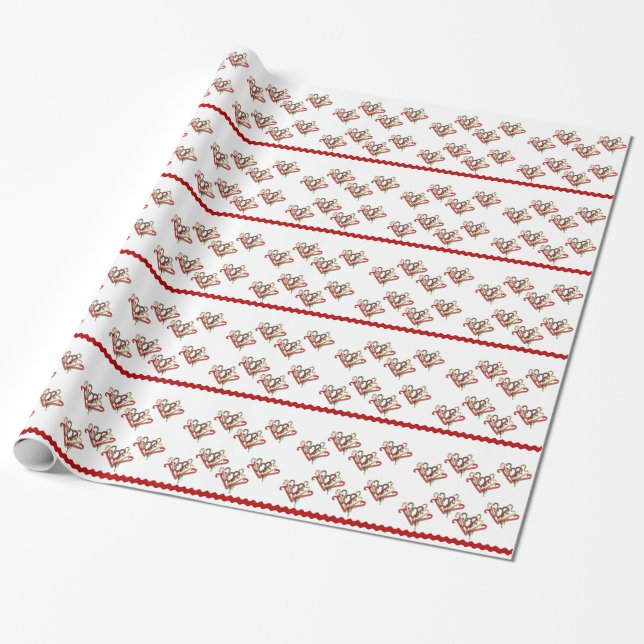 Candy cane-papper för gift presentpapper (Utrullad)