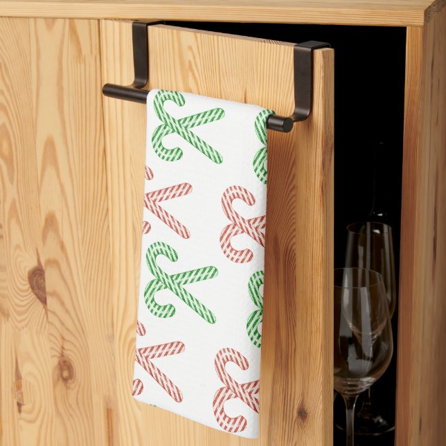 Candy cane/pepparmynt kökshandduk (Thirds Fold)