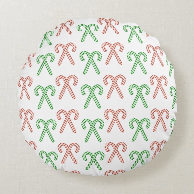 Candy cane/pepparmynt rund kudde (Framsidan)