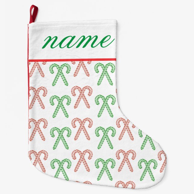 Candy cane/pepparmyntpersonlig stor julstrumpa (Framsidan)