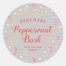 Candy cane Peppermint Bark Homemade jul märkre Runt Klistermärke