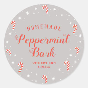 Candy cane Peppermint Bark Homemade jul märkre Runt Klistermärke