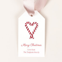 Candy cane Peppermint Heart Red and White Helgdaga Presentetikett