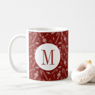 Candy cane Peppermint Initial Monogram jul Kaffemugg