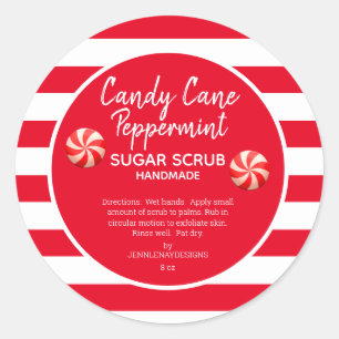 Candy cane Peppermint Sugar SCrub DIY Runt Klistermärke