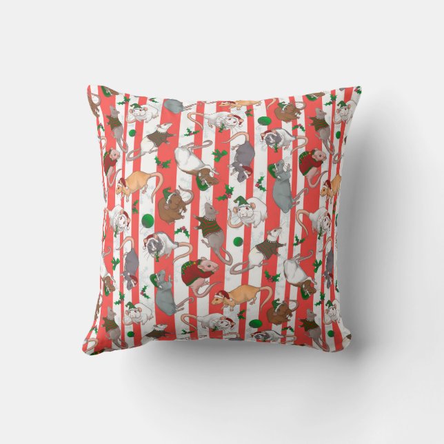 Candy cane Pet Rattie-jul! Kudde (Baksida)