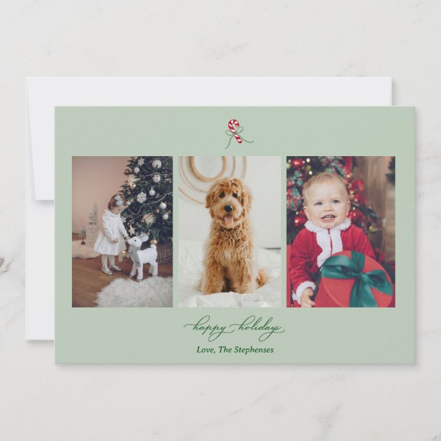 Candy Cane Photo Holiday Card Julkort (Framsida)