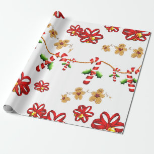 Candy cane pilbågefoto kommenterar inpackning av presentpapper