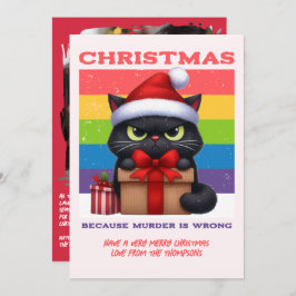 Candy Cane Pop Funny Cat Retro Christmas Photo Julkort