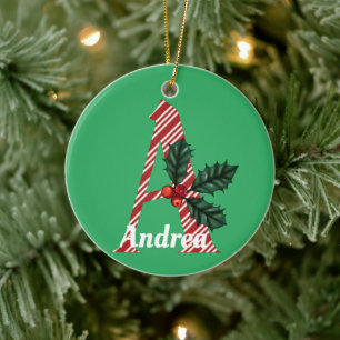 Candy cane Rand Brev - en stor jul Julgransprydnad Keramik