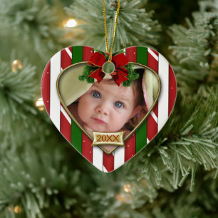 candy cane Rand Cute Photo Template Julgransprydnad Keramik
