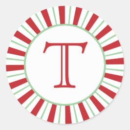 Candy cane Rand | Helgdag Monogram Sticker Runt Klistermärke