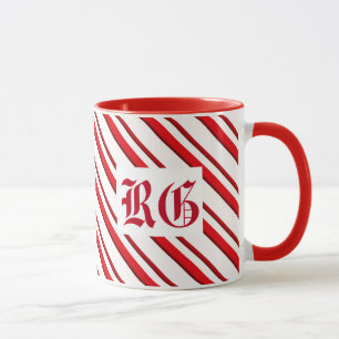 Candy cane Rand, Monogram Red och White Mugg