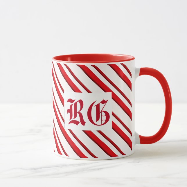 Candy cane Rand, Monogram Red och White Mugg (Höger)