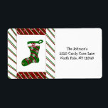 Candy cane Rand och julklapp Fraktsedel<br><div class="desc">En söt design med en gräns i candy cane färgad rand med en röd och grönt julklapp i mitten. Anpassa till namn och adress efter behov.</div>