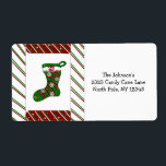 Candy cane Rand och julklapp Fraktsedel<br><div class="desc">En söt design med en gräns i candy cane färgad rand med en röd och grönt julklapp i mitten. Anpassa till namn och adress efter behov.</div>
