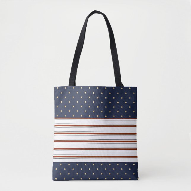 Candy cane Rand & Polka dots Tote Tygkasse (Framsida)