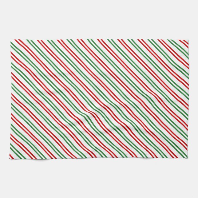 Candy cane, Rand Red Grönt Kökshandduk (Horisontell)