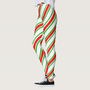 Candy cane Rand Red Grönt Vit jul Leggings